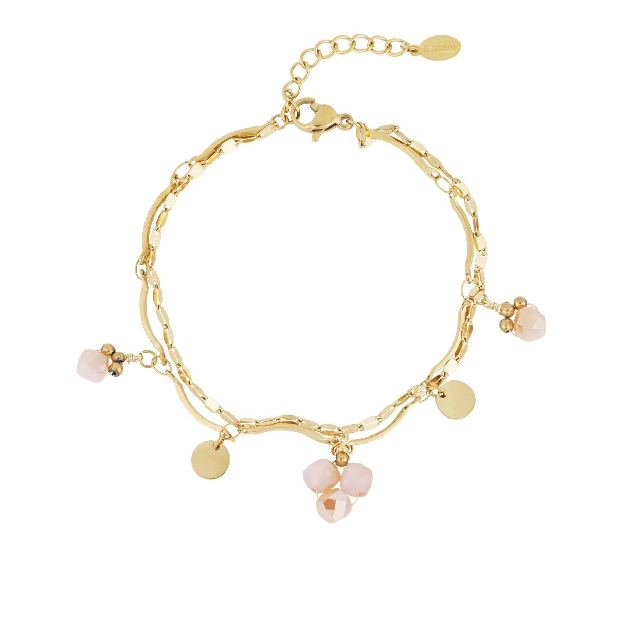 Zacht roze bedeltjes armband