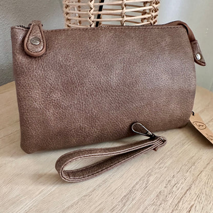 Schoudertasje/crossbody 'New York' inclusief drie banden Dark Camel