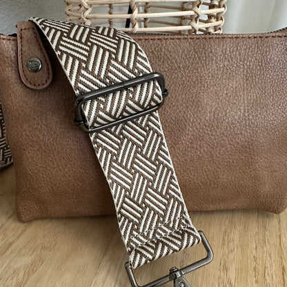 Schoudertasje/crossbody 'New York' inclusief drie banden Camel