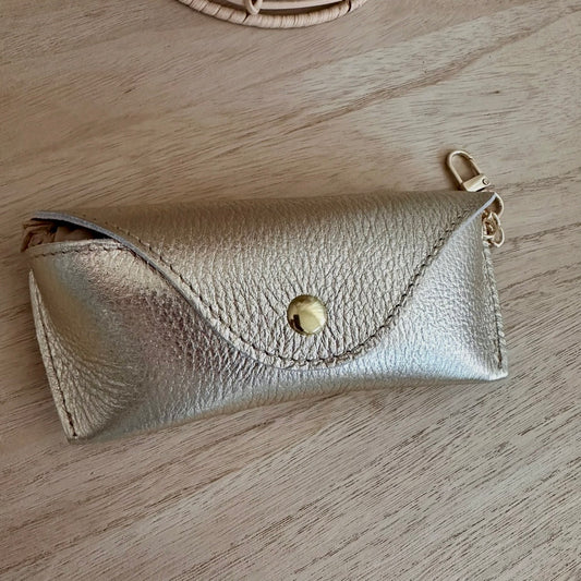 Lederen (zonne)bril etui Goud
