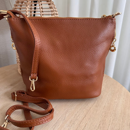 Stijlvolle tas leder Cognac/Camel