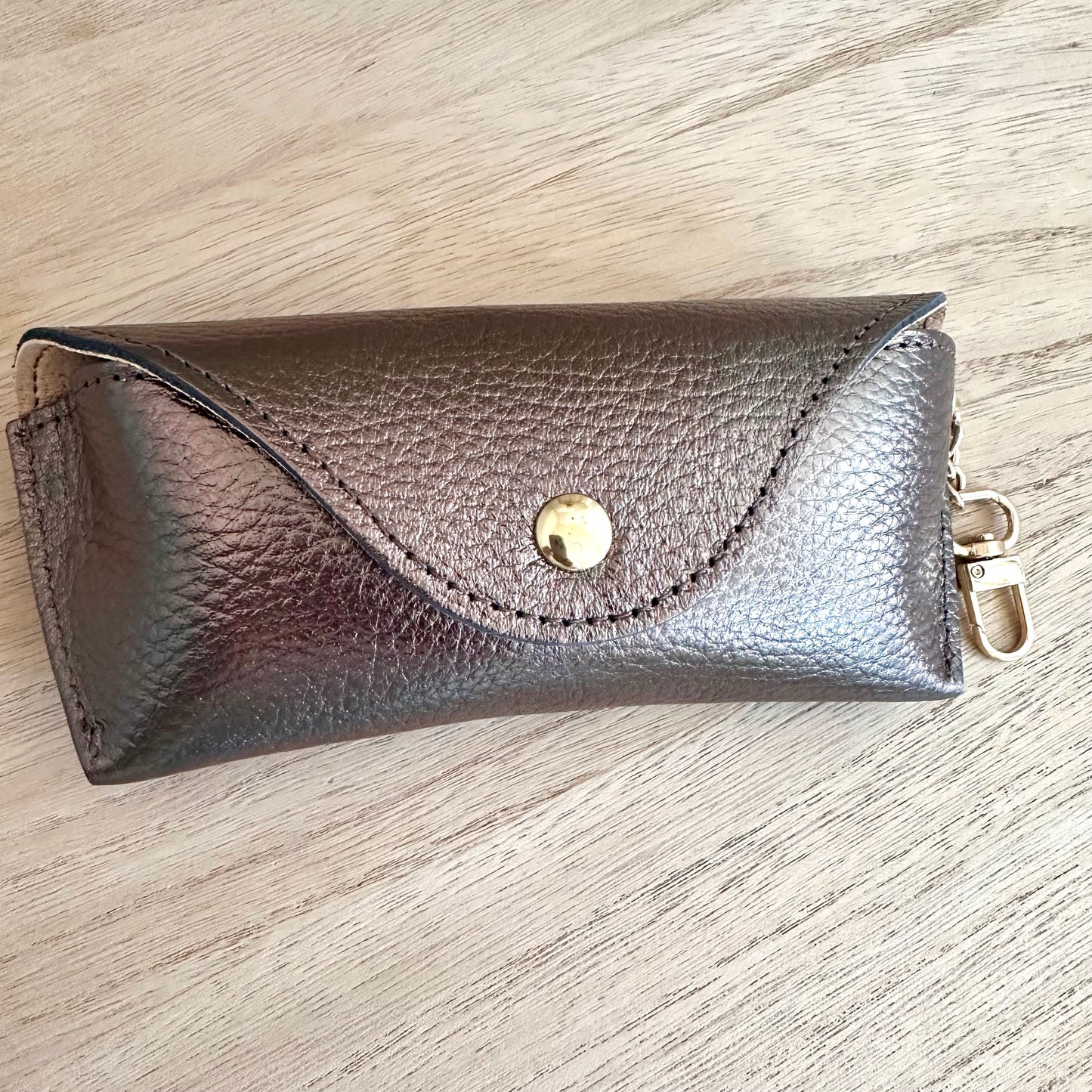 Lederen (zonne)bril etui Brons
