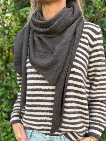 Trui Streep Bruin/Ecru one Size
