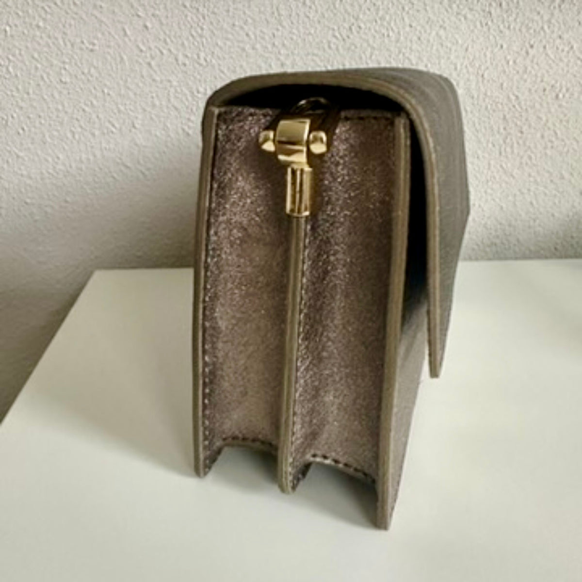 Prachtige stijlvolle tas Leder Brons