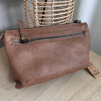 Crossbody/ schoudertas ‘Naarden’ Camel incl twee schouderbanden