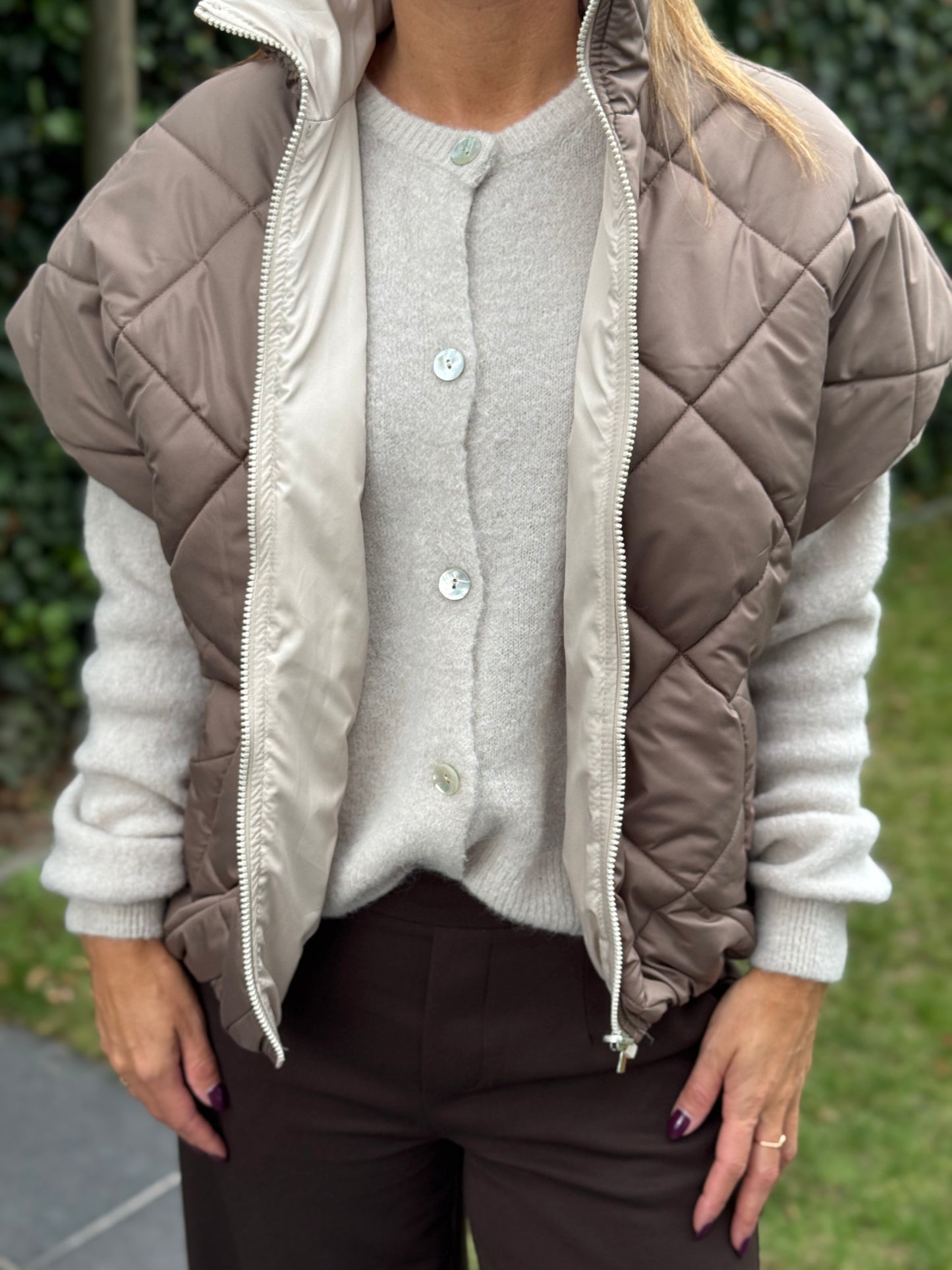 Alpaca vestje (30%) Crème/licht beige