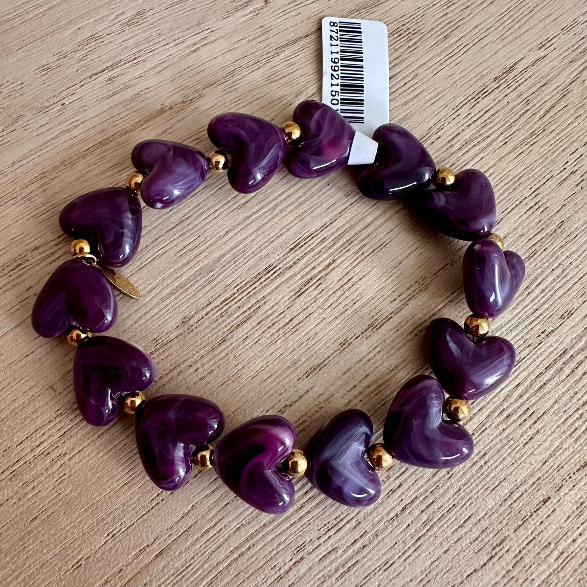 Kralenarmband hartjes Paars
