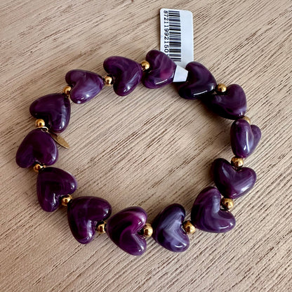 Kralenarmband hartjes Paars