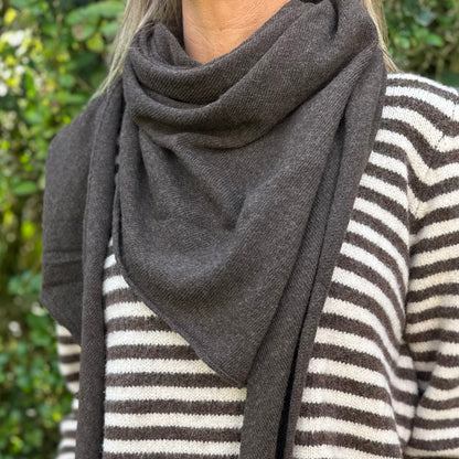 Cashmere sjaal driehoek Choco/diepbruin
