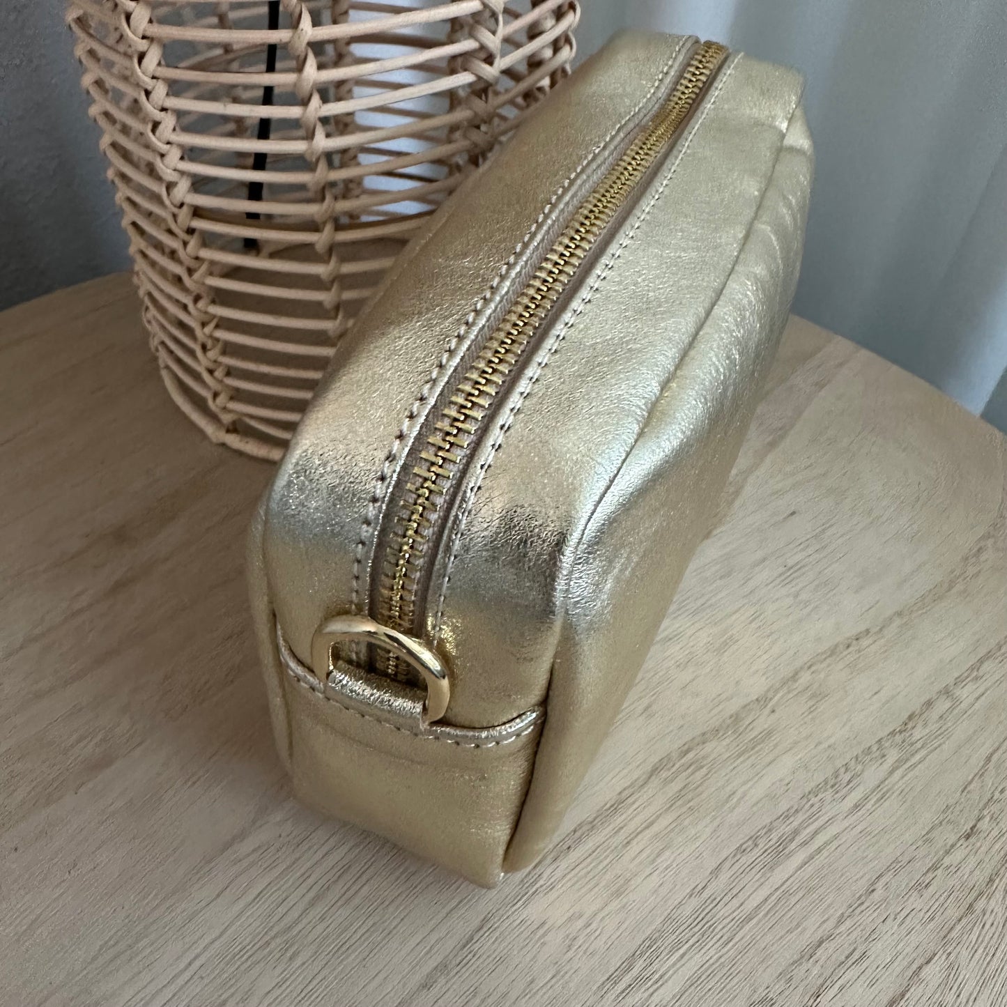 Lederen crossbody tas Goud ‘Tassel’ met gouden ritsje
