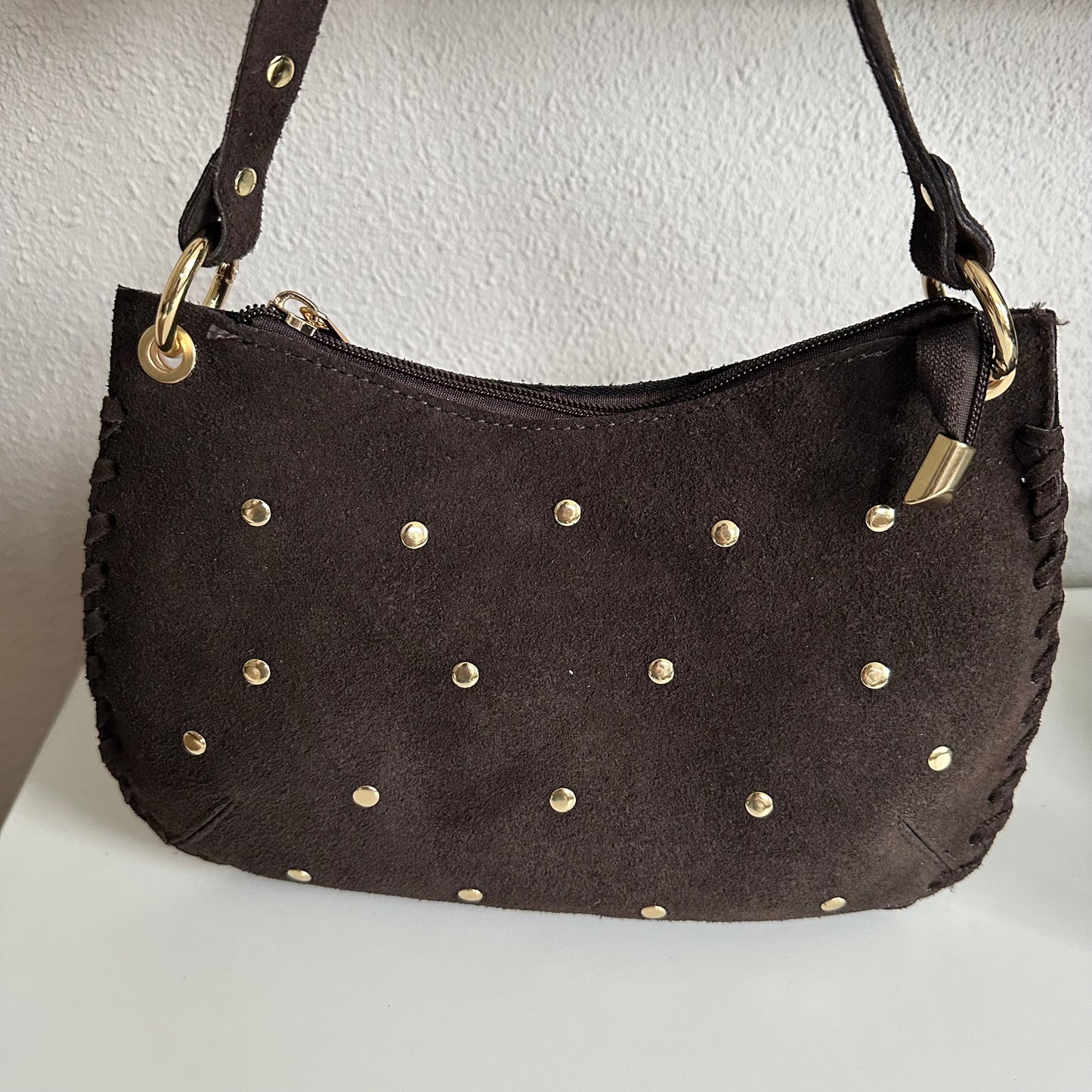 Tasje chocobruin gouden studs