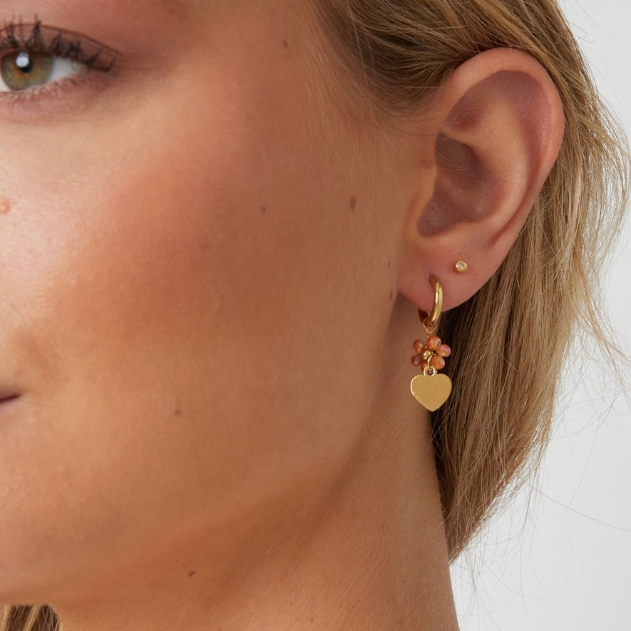 Oorbel hartje en bloem