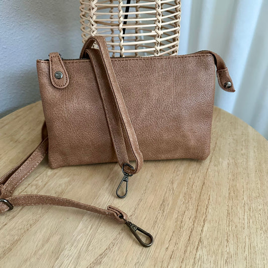 Schoudertasje/crossbody 'New York' inclusief drie banden Camel