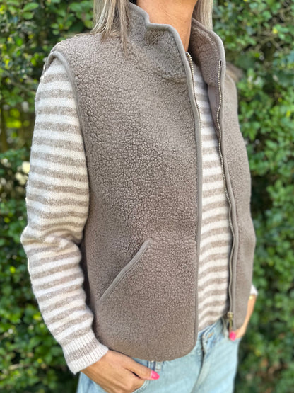 Teddy gilet Taupe patch