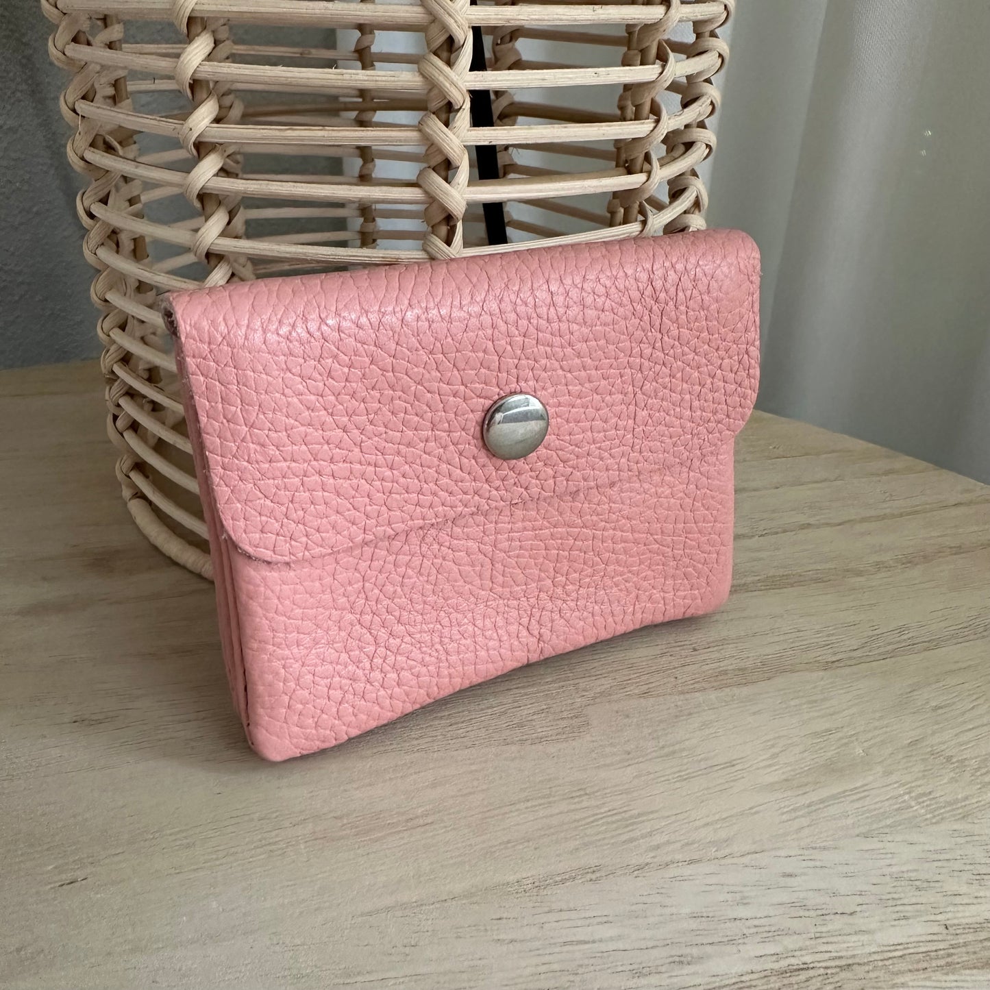Italiaans leder portemonnee soft pink/peach