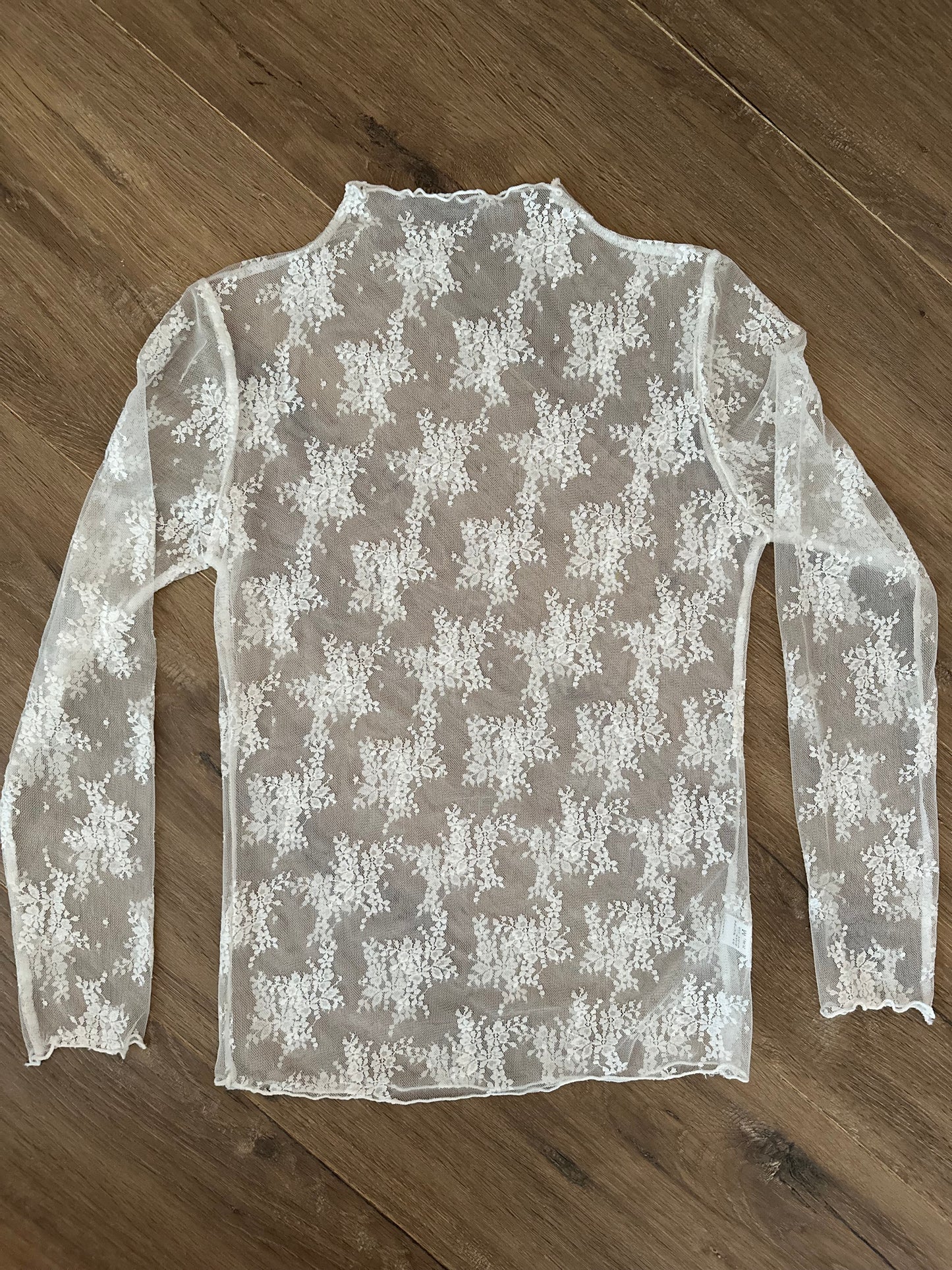 Kanten Top Wit driekwart mouw