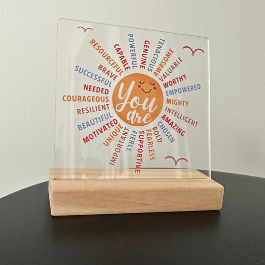Cadeautje ‘you are’ inclusief houten blokje