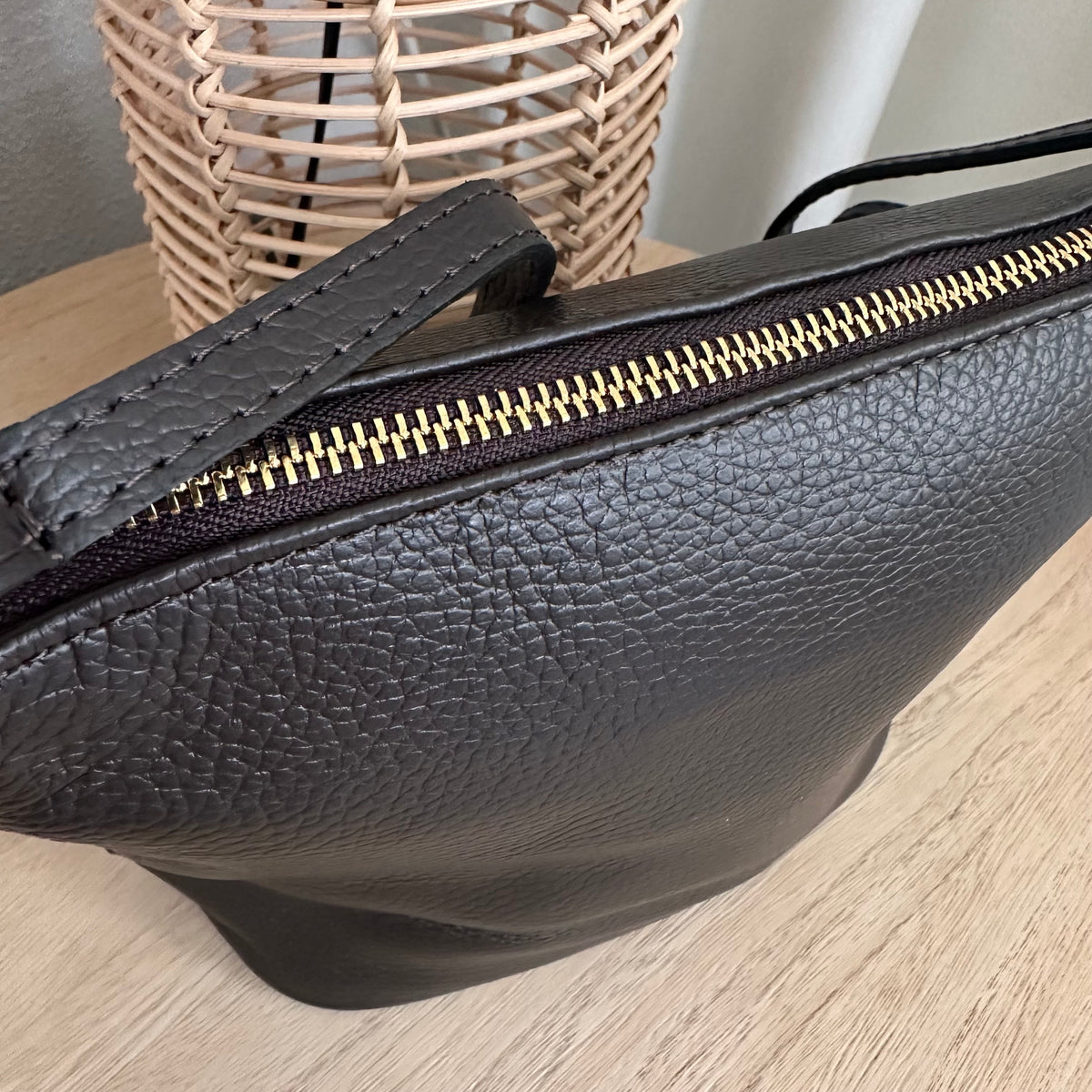 Stijlvolle tas leder heel donker Chocobruin