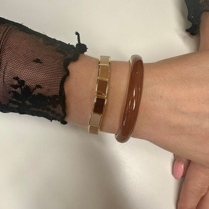 Armband 'Benthe' Multi-Khaki-Goud