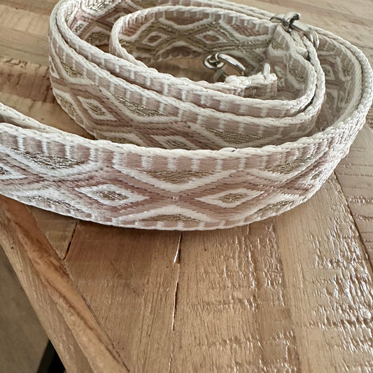 Telefoonband/Tasband Naturel/Oud roze Ruit