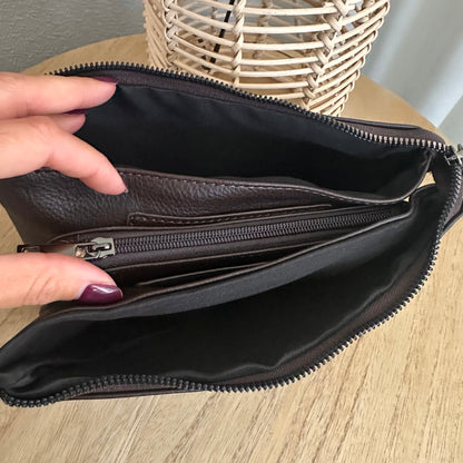 Schoudertasje/crossbody 'New york' inclusief drie banden Choco bruin