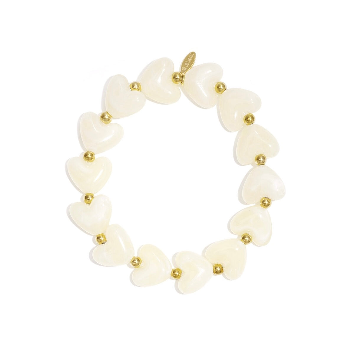 Elastieken hartjes armband Ivoor