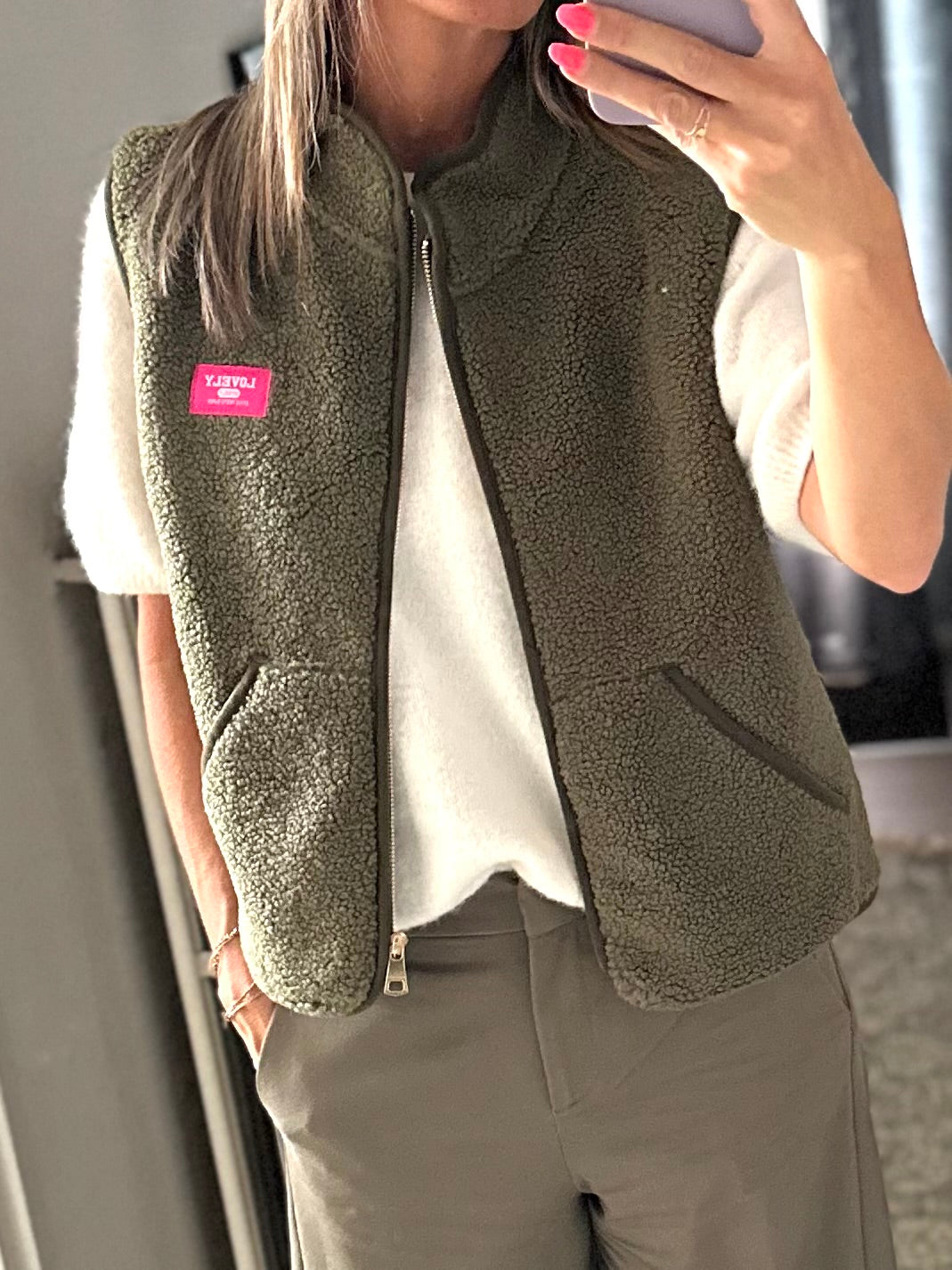 Teddy gilet Groen patch
