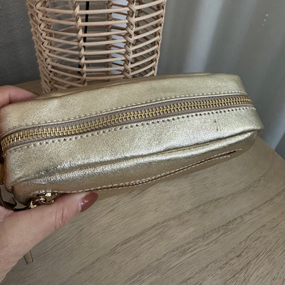 Lederen crossbody tas Goud ‘Tassel’ met gouden ritsje