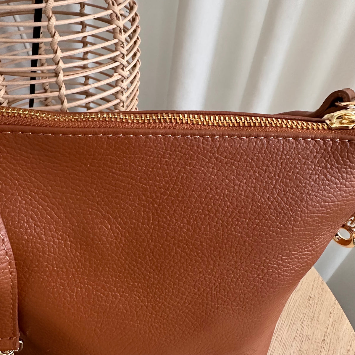 Stijlvolle tas leder Cognac/Camel