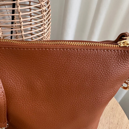 Stijlvolle tas leder Cognac/Camel