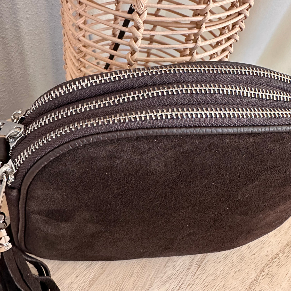 Suède drie rits tas Chocobruin