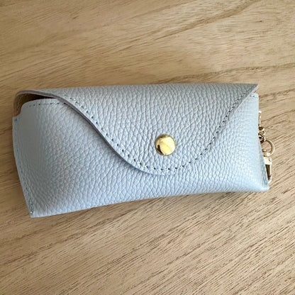 Lederen (zonne) bril etui Lichtblauw