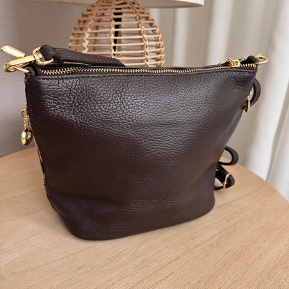 Stijlvolle tas leder heel donker Chocobruin