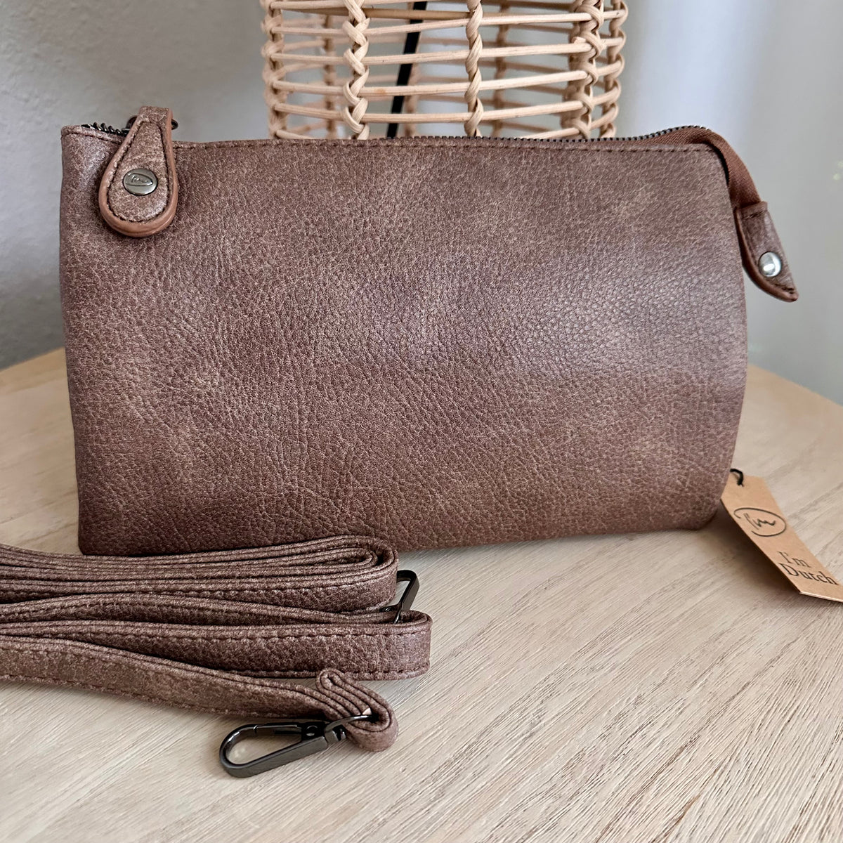 Schoudertasje/crossbody 'New York' inclusief drie banden Dark Camel