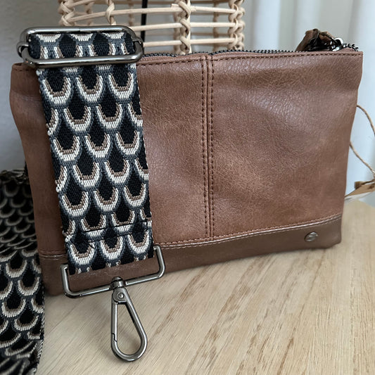 SChoudertasje/crossbody 'Harbin' incusief twee banden Donker Camel