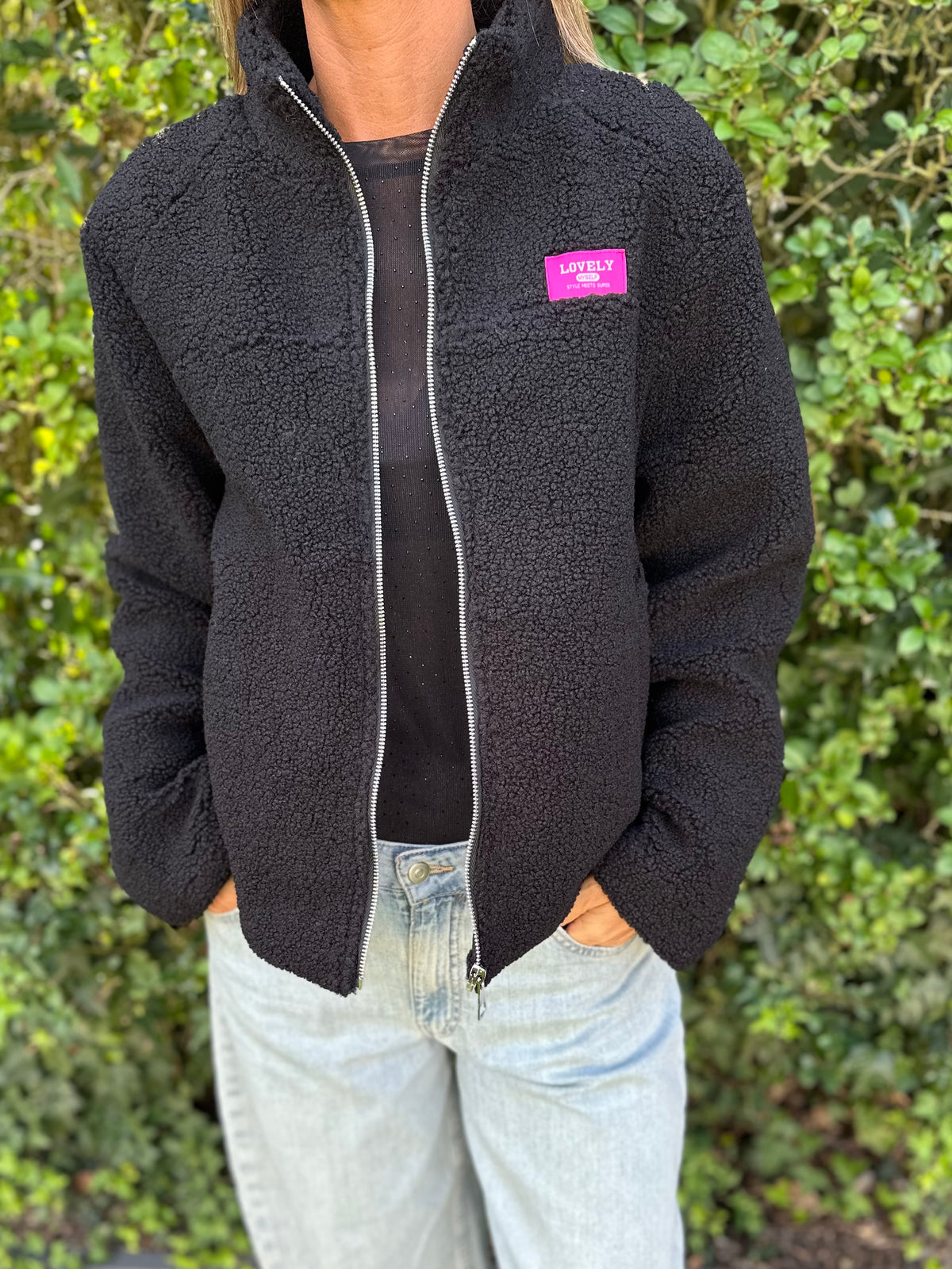 Teddy Jacket Zwart patch
