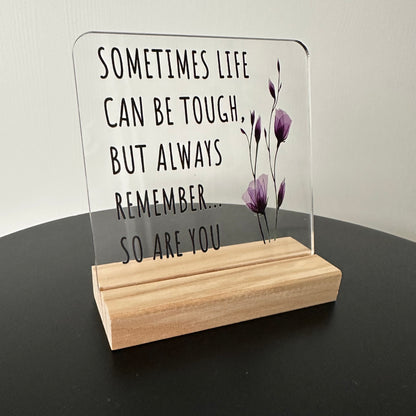 Cadeautje ‘Life can be tough’ inclusief houten blokje