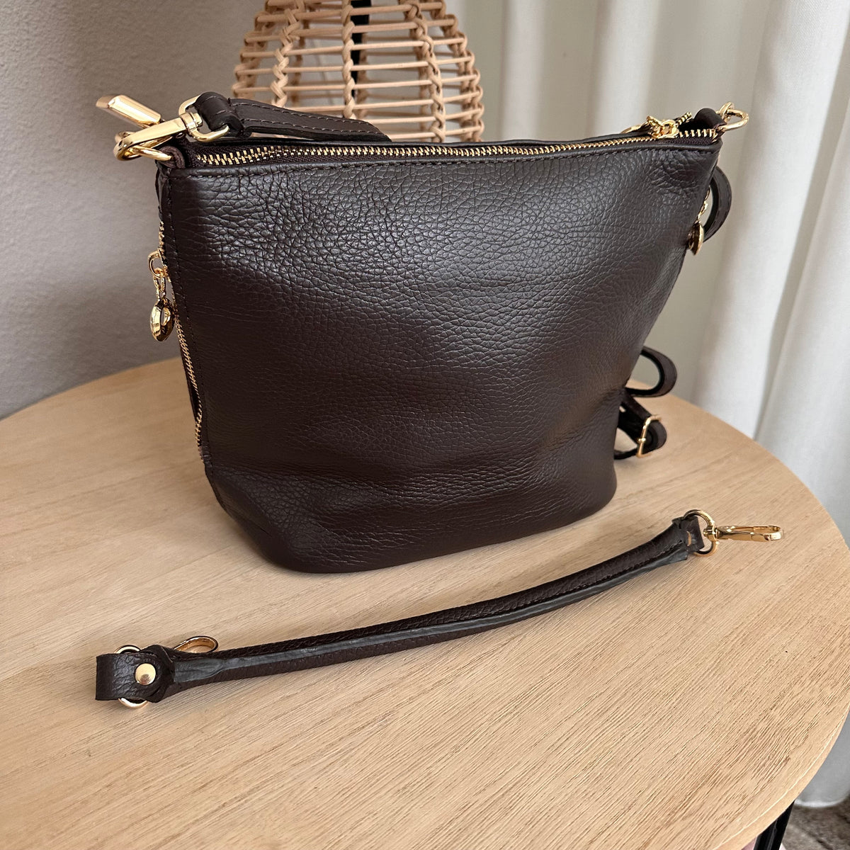 Stijlvolle tas leder heel donker Chocobruin