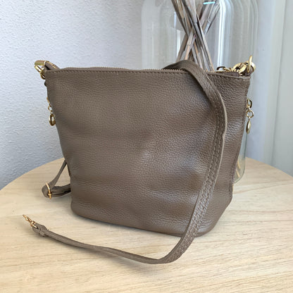 Stijlvolle tas leder Leverkleur/Taupe