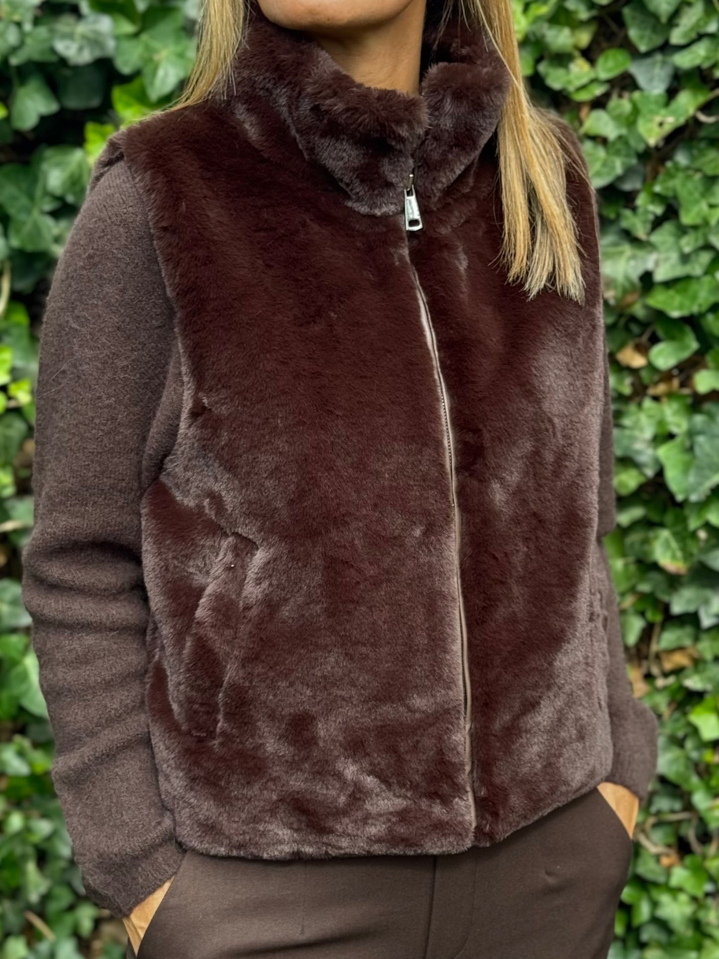 Alpaca Trui lange mouw Chocobruin