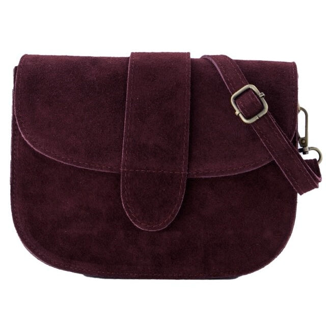 Schoudertas ‘Maan’ suède leder Burgundy