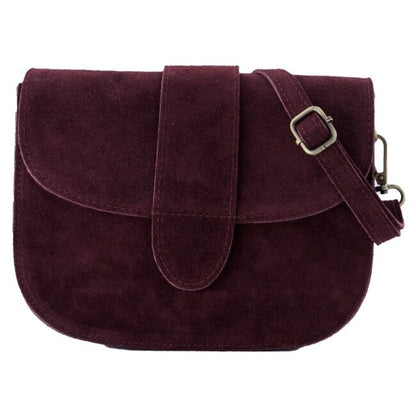 Schoudertas ‘Maan’ suède leder Burgundy