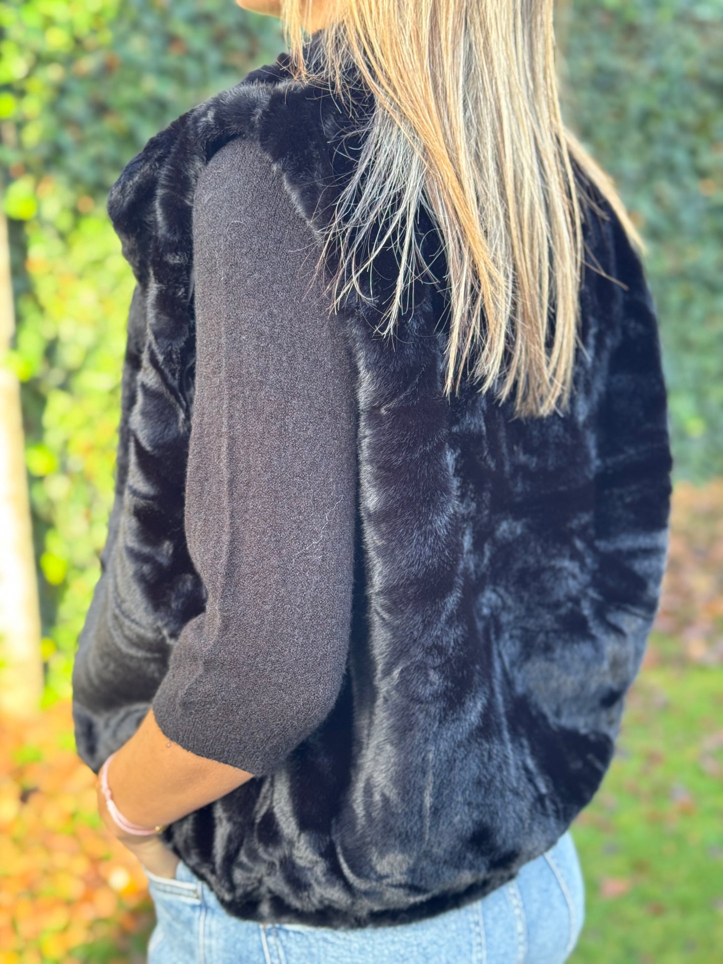 Alpaca trui driekwart mouw Zwart