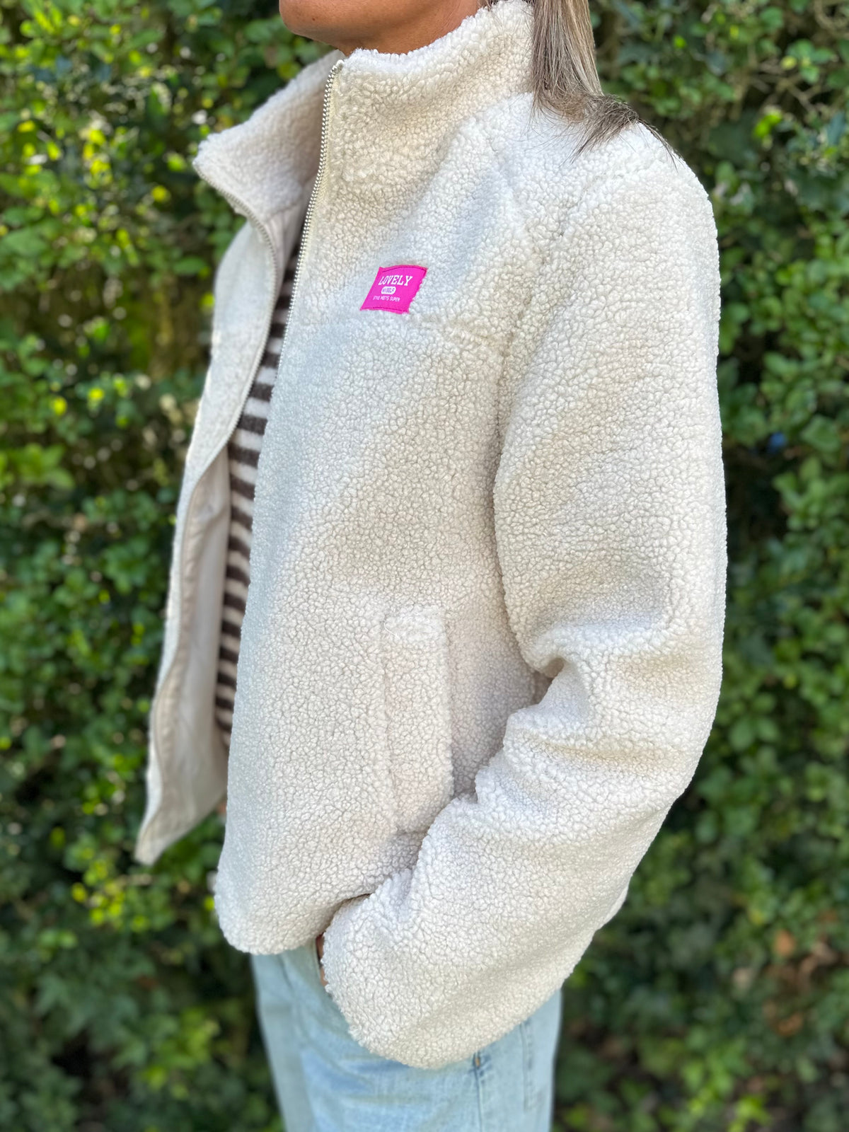 Teddy Jacket Ecru patch