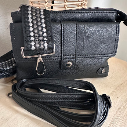 Crossbody/schoudertas ‘Naarden’ Zwart incl twee schouderbanden
