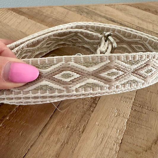 Telefoonband/Tasband Naturel/Oud roze Ruit