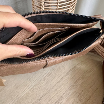 Crossbody/ schoudertas ‘Naarden’ Camel incl twee schouderbanden