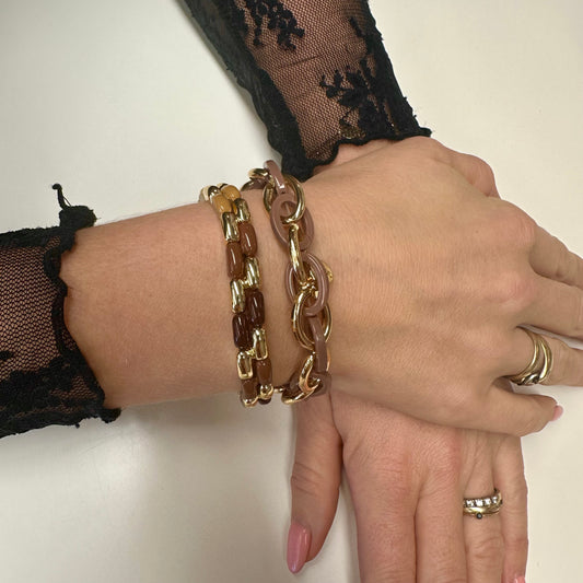 Armband 'Merel' Multi-Khaki-Goud