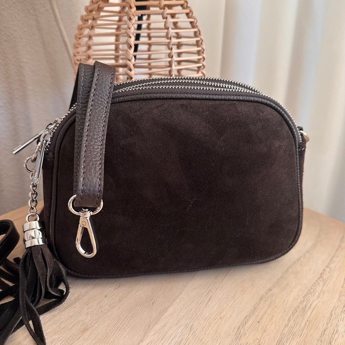 Suède drie rits tas Chocobruin