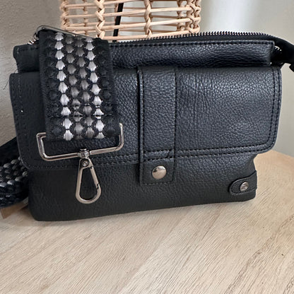 Crossbody/schoudertas ‘Naarden’ Zwart incl twee schouderbanden